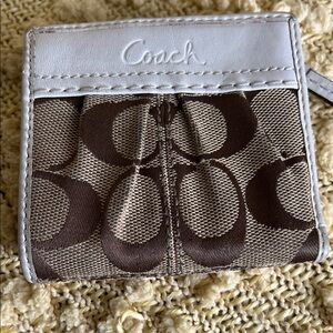 Coach Signature Brown and White Wallet